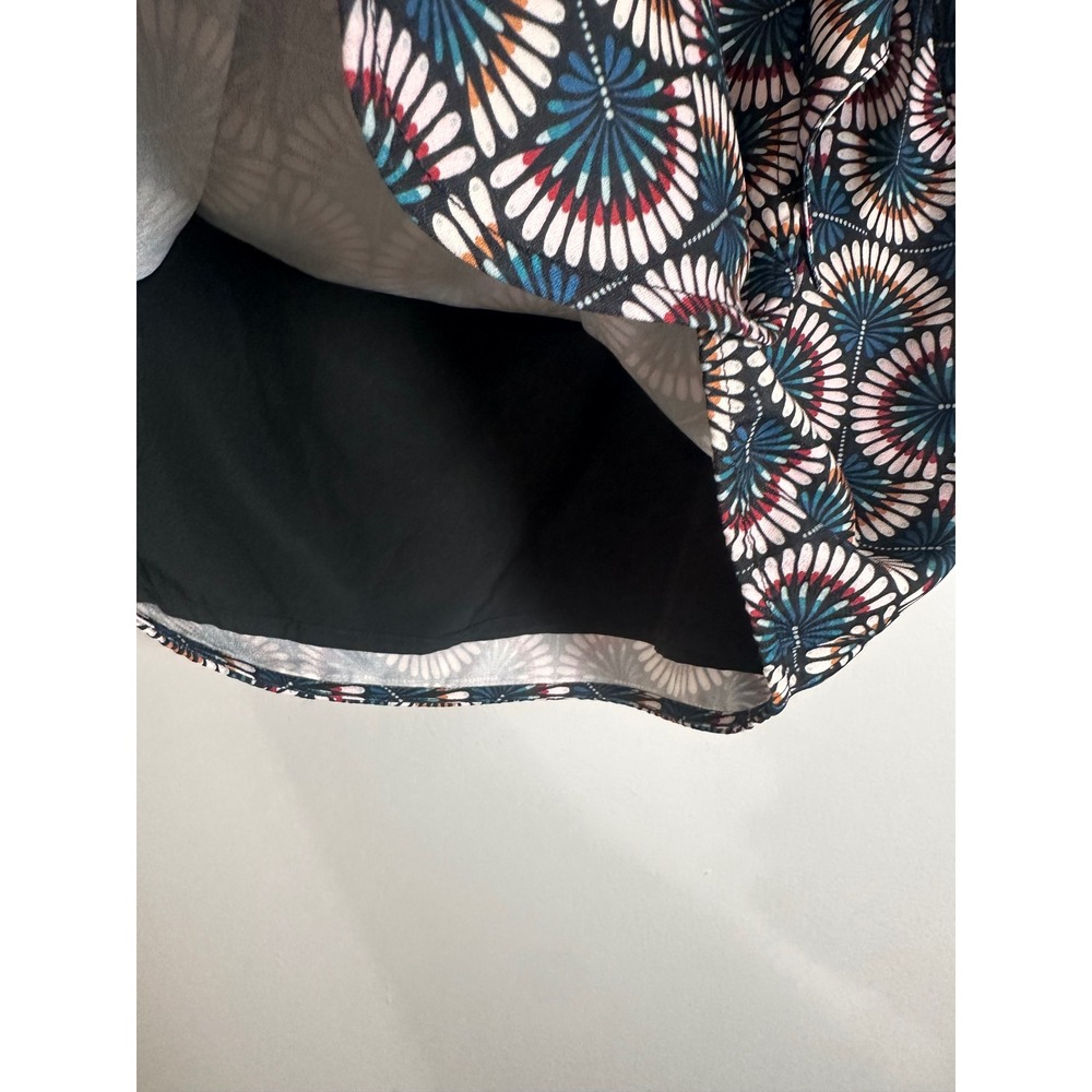 Molly Bracken Geometric Fan Print Wrap Tulip Skirt Navy Blue Teal Coral NEW - Picture 5 of 8